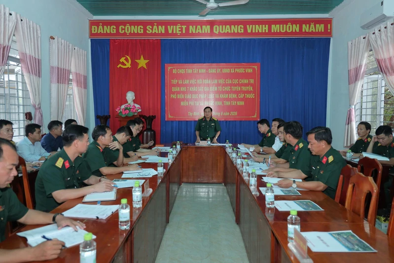 Quân khu 7 khảo sát địa điểm tổ chức tuyên truyền, phổ biến, giáo dục pháp luật và khám bệnh, cấp thuốc miễn phí tại tỉnh Tây Ninh