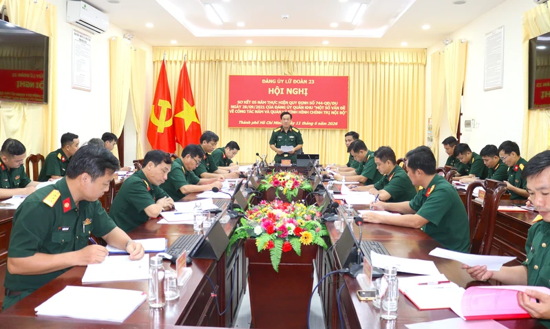 Lữ đoàn 23 sơ kết 5 năm thực hiện Quy định số 744-QĐ/ĐU của Đảng ủy Quân khu
