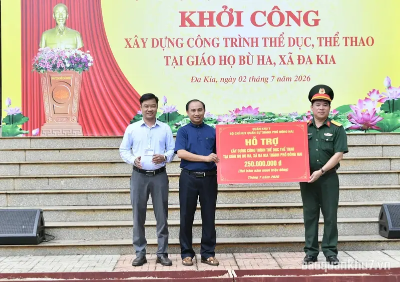 Bộ CHQS thành phố Đồng Nai khởi công xây dựng công trình thể dục, thể thao tại xã Đa Kia