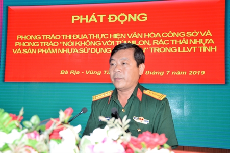 Bộ CHQS tỉnh BR-VT: Phát động phong trào thi đua thực hiện văn hóa công sở; “Nói không với túi nilon, rác thải nhựa và sản phẩm nhựa sử dụng một lần”