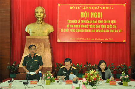 Bộ Tư lệnh Quân khu 7 trao đổi quy hoạch Bảo tàng Chiến dịch Hồ Chí Minh và phục dựng Di tích lịch sử quốc gia Trại Đa-Vít
