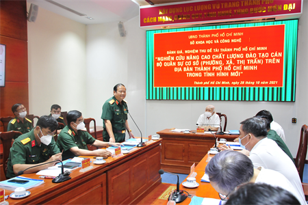 Nghiệm thu đề tài nâng cao chất lượng đào tạo cán bộ quân sự cơ sở trên địa bàn TP.HCM