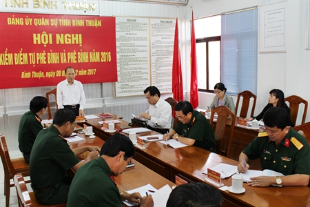 Đảng ủy Quân sự tỉnh Bình Thuận: kiểm điểm phê bình theo Nghị quyết Trung ương 4
