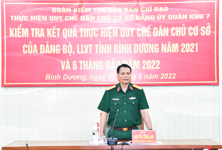 Quân khu kiểm tra Quy chế dân chủ cơ sở Bộ CHQS tỉnh Bình Dương