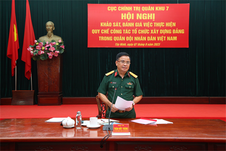 Cục Chính trị Quân khu 7 khảo sát, đánh giá công tác tổ chức xây dựng Đảng trong Quân đội