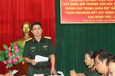 ​Nhà văn hóa Quân khu Tổng kết 25 năm thực hiện cuộc vận động “Xây dựng môi trường văn hóa tốt đẹp, lành mạnh, phong phú trong Quân đội” gắn với phong trào “Toàn dân đoàn kết xây dựng đời sống văn hóa” (1992-2017)